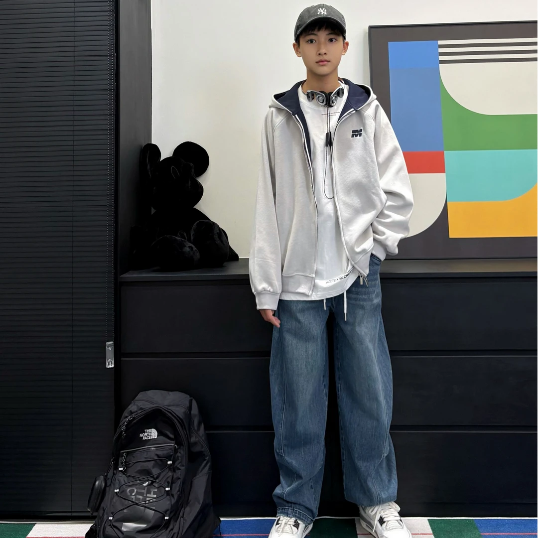 WT1572小赖家青少年连帽外套2025年秋季中大童男大童时尚上衣宽松