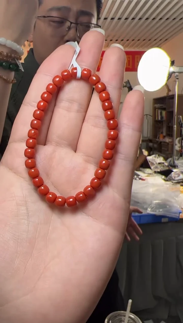 手串未镶嵌南红玛瑙约5*6mm南红老型珠单圈手串
