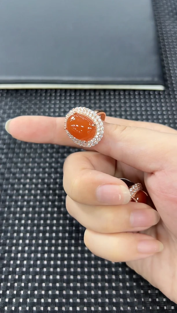 南红玛瑙戒指银S925镶嵌（多样性发一件）