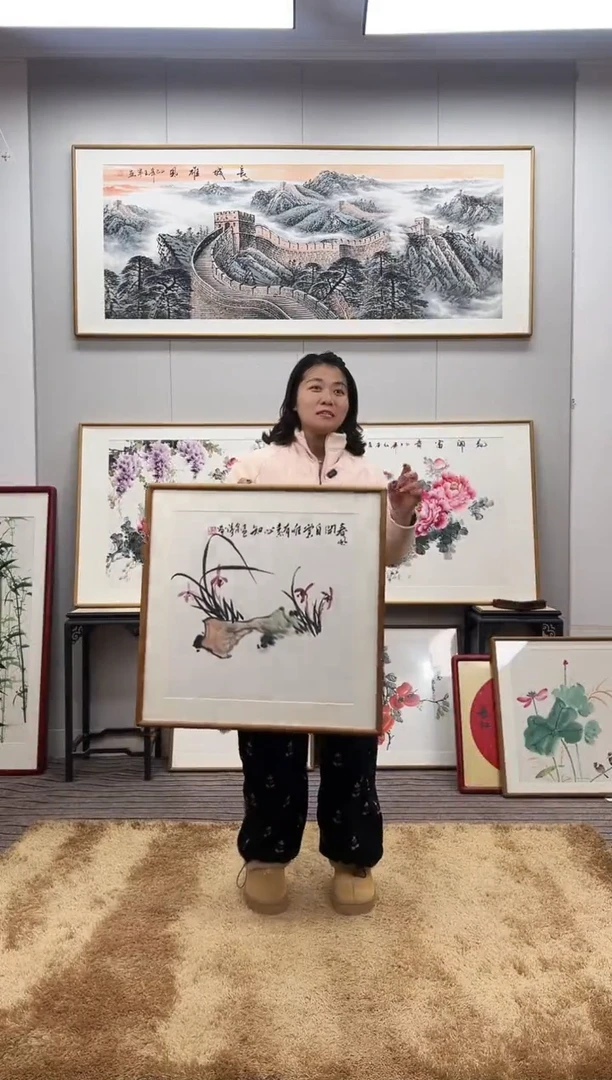 国画手绘兰花62*62尺寸