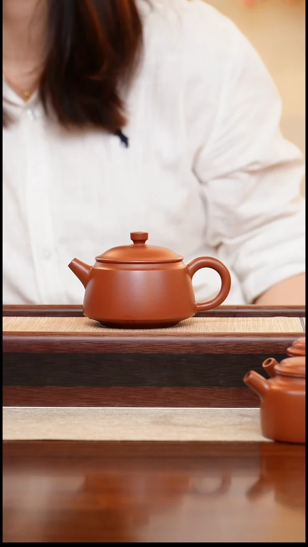 朱泥金钟200cc宜兴手工紫砂壶