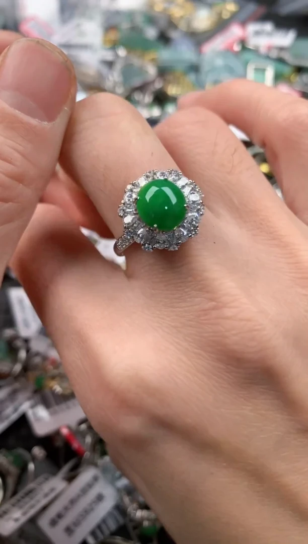 银S925镶嵌戒指翡翠1                         5