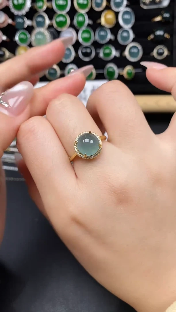 银S925镶嵌戒指翡翠32788