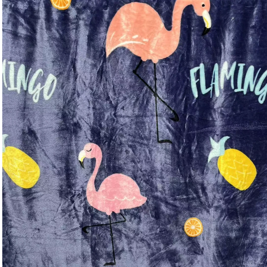 爱情鸟2*2.3米高端牛奶绒双面毯 毛毯 盖毯  火烈鸟