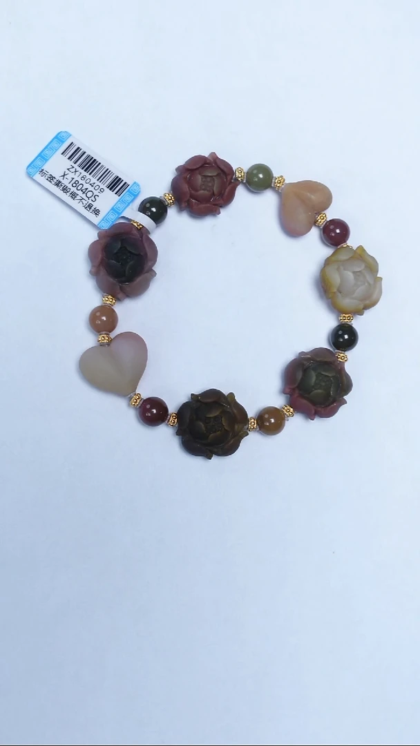 未镶嵌手链玛瑙/玉髓盐源玛瑙牡丹花手串
