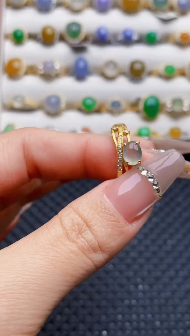 银S925镶嵌戒指翡翠7480