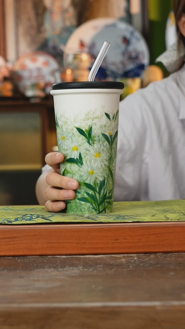摆件景德镇釉下手绘陶瓷茶具，咖啡杯