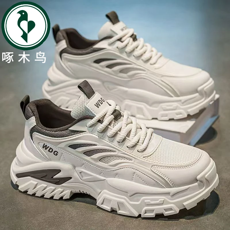 【正品】啄木鸟老爹鞋男款2025新款夏季百搭休闲跑步男士休闲运动鞋