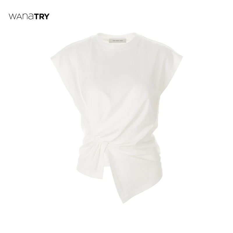 【自播专享】wana try 白色无袖超显瘦纸片人T恤