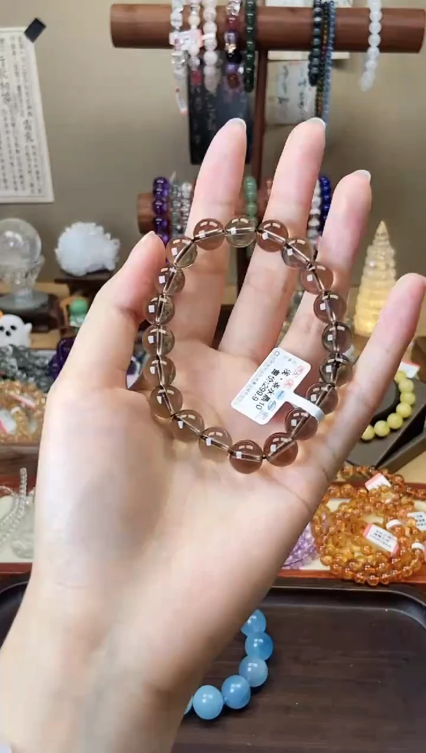 【闪购商品】水晶手链未镶嵌10mm茶水晶 浅