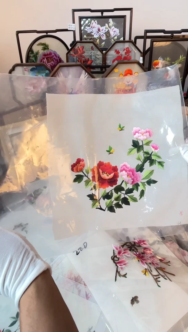 织绣纯手工苏绣双面绣绣布45