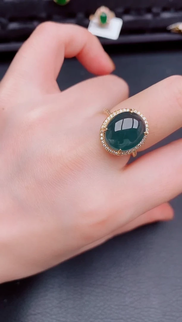 【闪购商品】翡翠戒指银S925镶嵌天然a货翡翠209