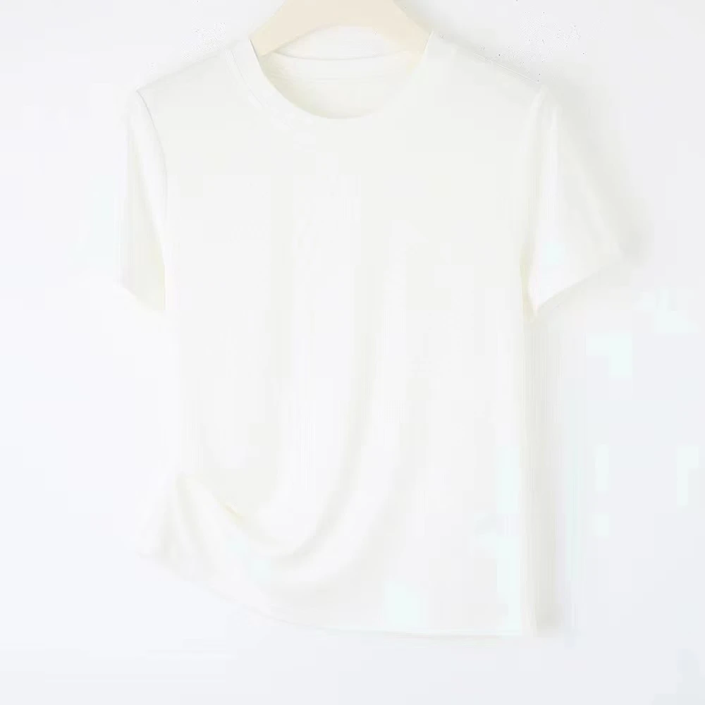 专柜品夏季凉感桑蚕丝醋酸基础打底简约短袖