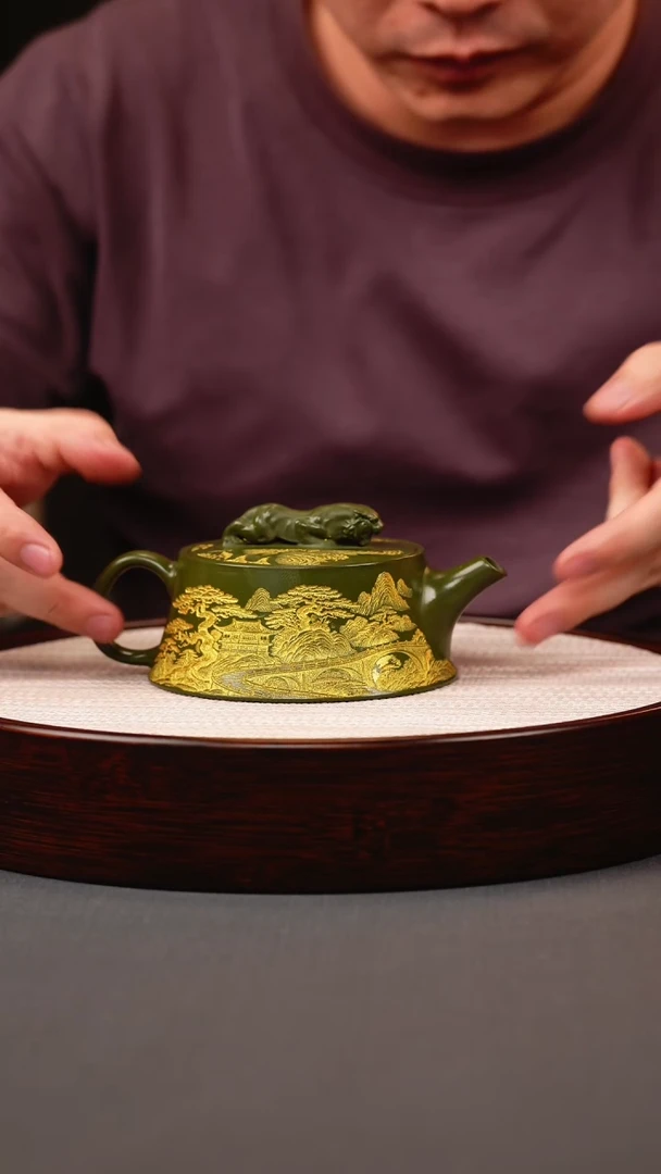 茶壶紫砂绿泥洒金卧虎藏龙柱础