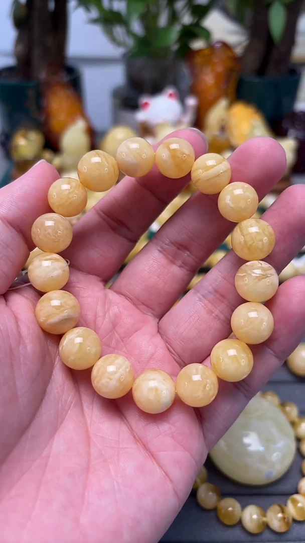 手串蜜蜡未镶嵌p47微瑕俄白花蜜蜡虎皮单圈  17.65克 12mm