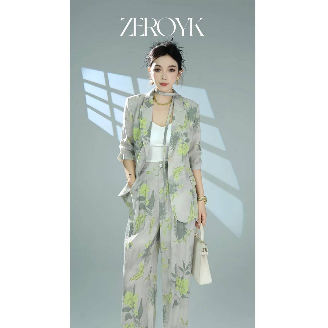 ZEROYK深圳南油气质时尚绿色夏季设计师汉元素西服套装