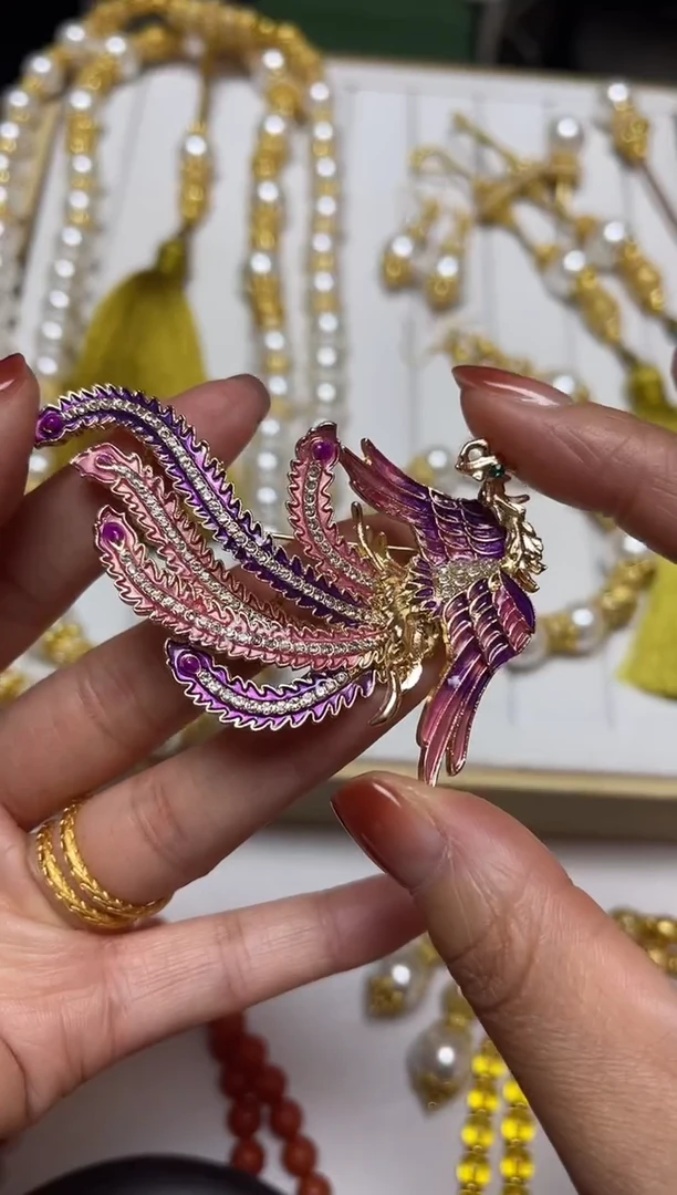 【闪购商品】紫色凤珐琅景泰蓝胸针