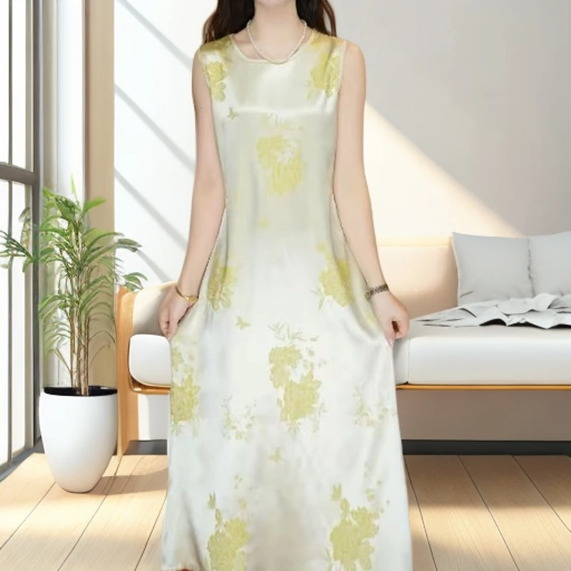 606【黄锦凝香】高端订制连衣裙 休闲女士夏季复古宽松