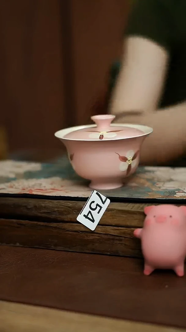 牧渔设计师 木棉花盖碗