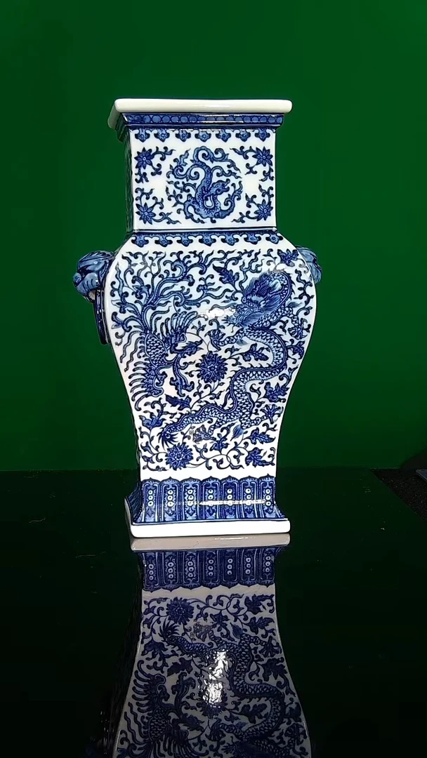 毛仔柴窑青花双耳罐