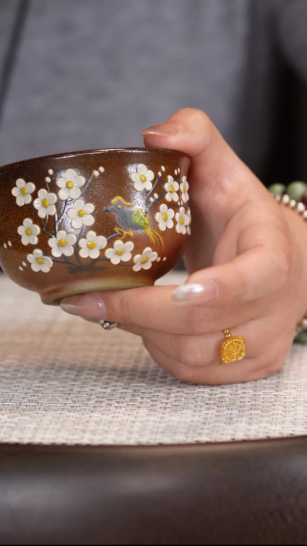 紫砂 柴烧梅花杯