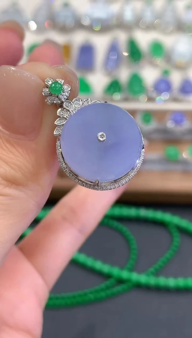 吊坠(不含链)18K金镶嵌翡翠q8   紫货有色差