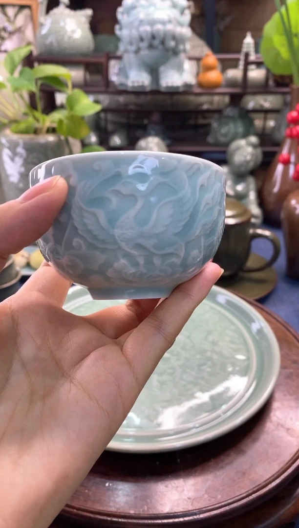 b000165南朝印象凤衔杯（天青釉）1只【二级】