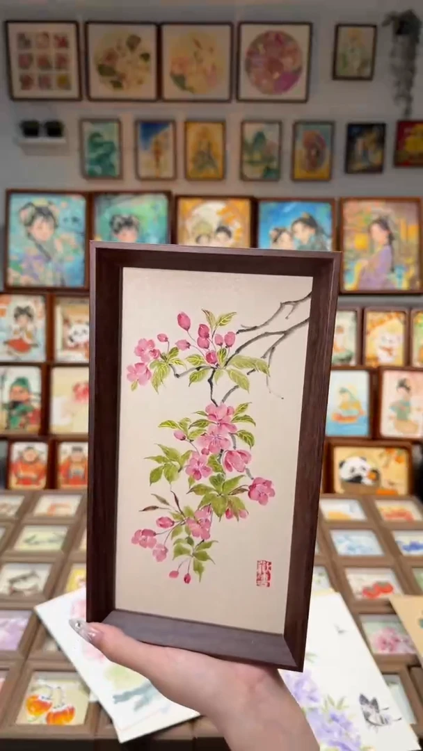 国画海棠花 手绘国画27
