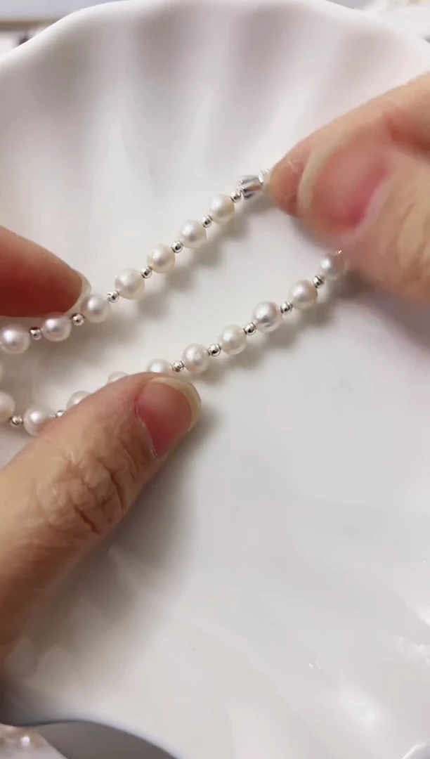【闪购商品】淡水珍珠手串银S925镶嵌6mm珍珠手串