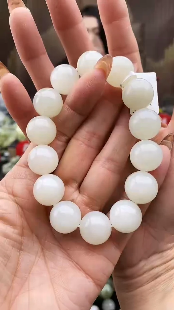 未镶嵌手串和田玉且末白16