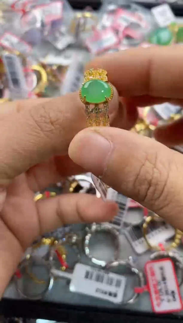银S925镶嵌戒指翡翠111            1