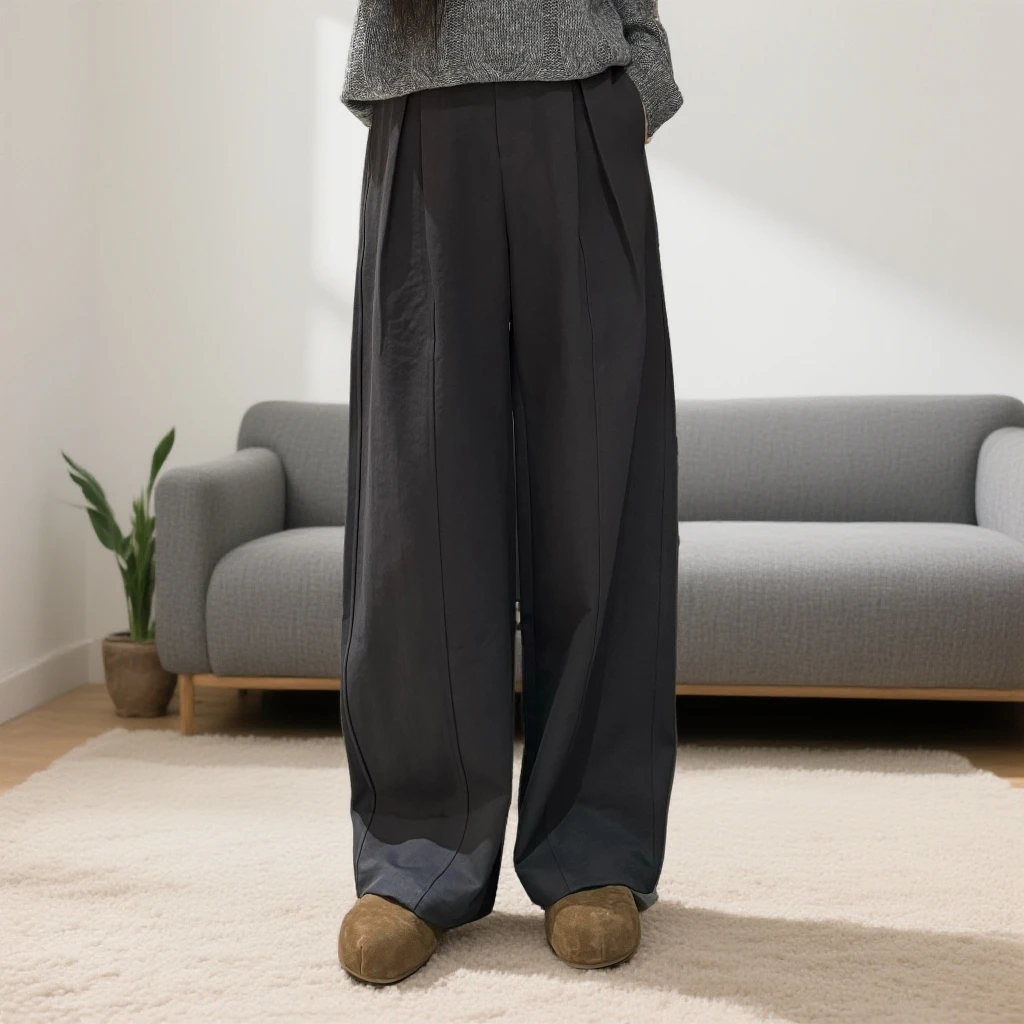 宿慕SUMU显瘦遮肉阔腿裤2025新款秋冬宽松百搭休闲裤长裤子5289