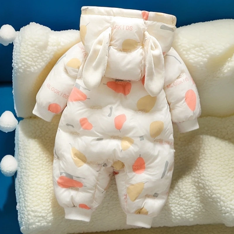 新生婴幼儿秋冬季羽绒棉服一岁宝宝冬天外出冬款加绒加厚连体衣服