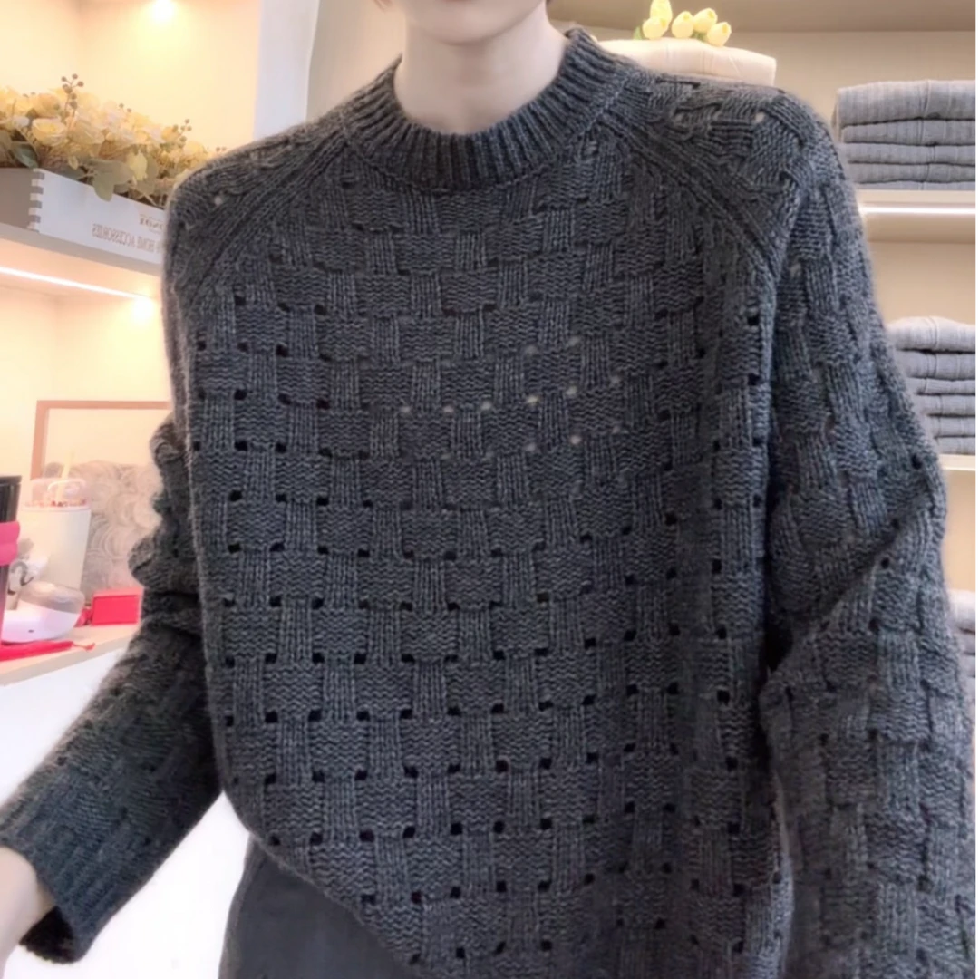 [编码A80]妮妮家2025秋冬纯色厚宽松百搭毛衣外套