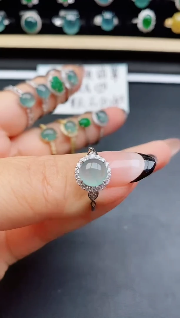 翡翠戒指银S925镶嵌069860