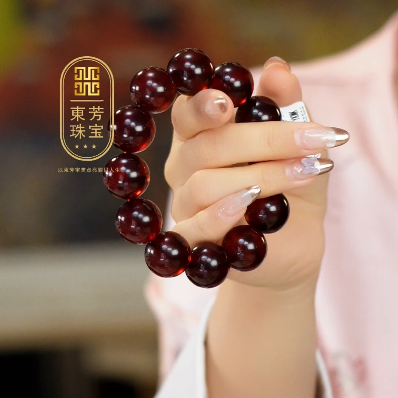 東芳珠宝-19mm缅甸天然琥珀血珀手串琥珀手串百搭时尚经典圆珠