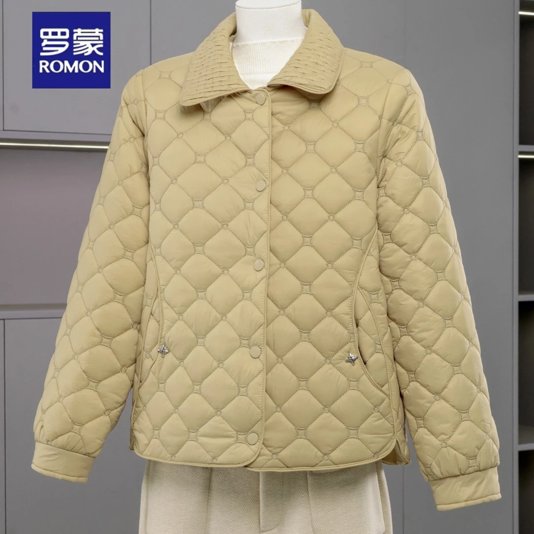 罗蒙妈妈装轻薄棉衣秋冬保暖上衣2025新款中老年女装冬装时尚棉服