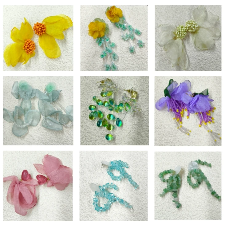 合金树脂耳饰 【花朵耳环合集】手工花朵度假风耳环