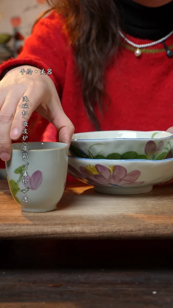 【闪购商品】陶瓷景德镇高温釉下彩手绘陶瓷三件套