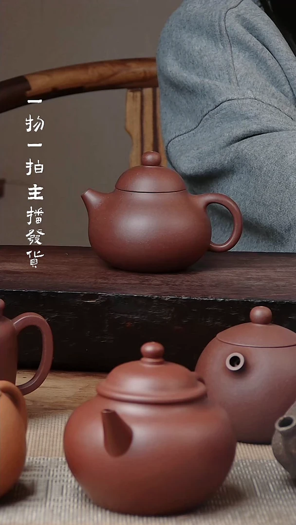 茶壶紫砂紫泥半手工文旦160cc