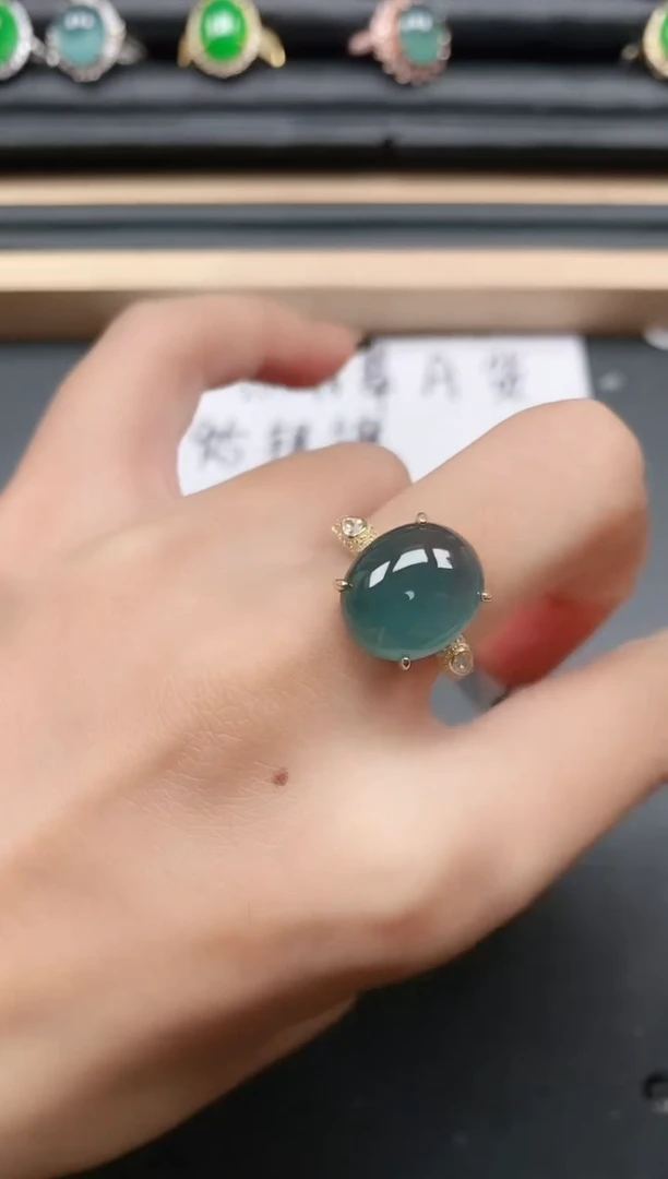 翡翠戒指银S925镶嵌1111