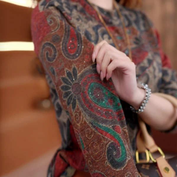 FZ621熔古铸今2025新款圆领高端小衫保暖套头时髦长袖上衣打底衫