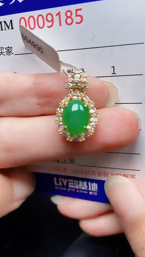 翡翠银S925镶嵌颈饰9185