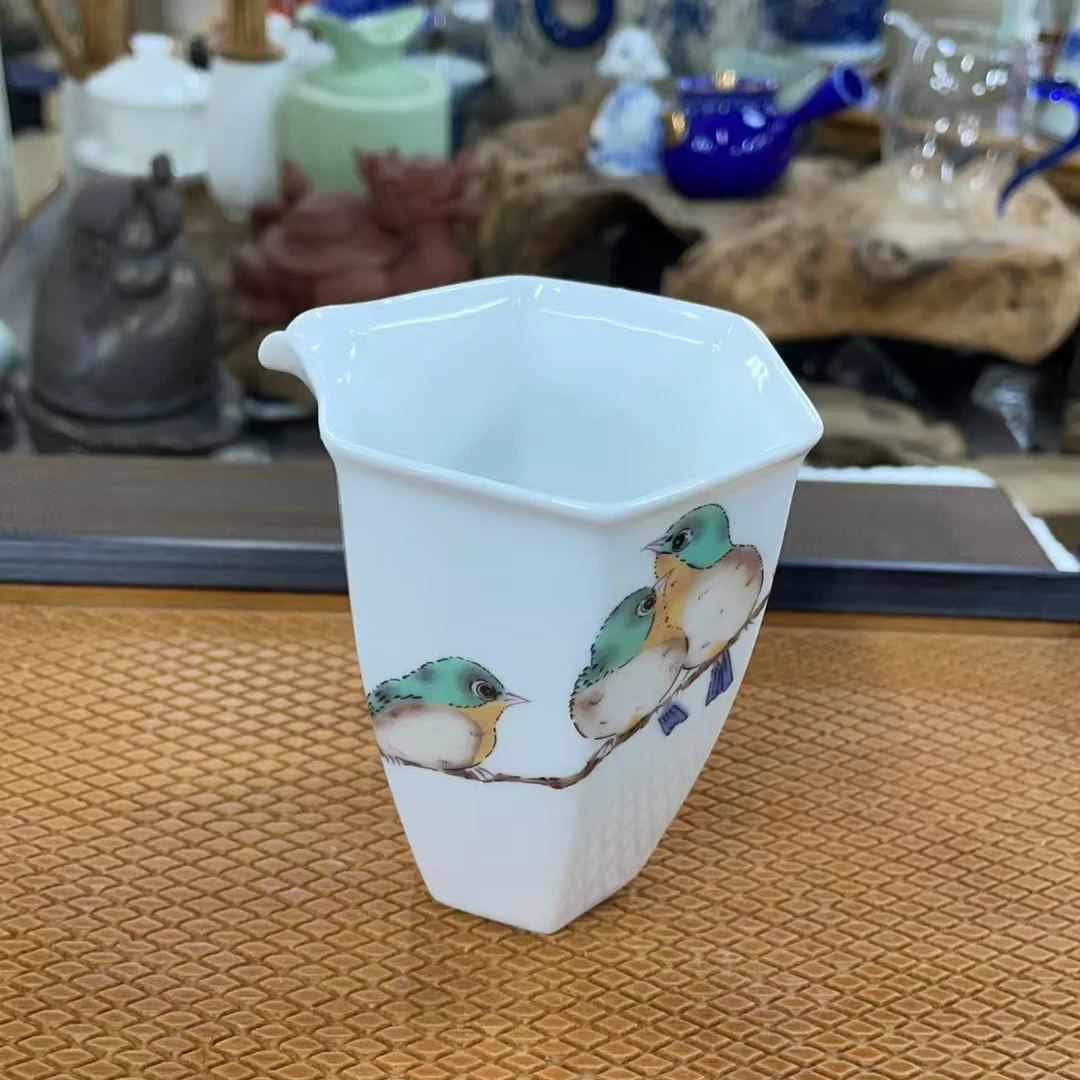 九谷青郊岫岩鸟公道杯