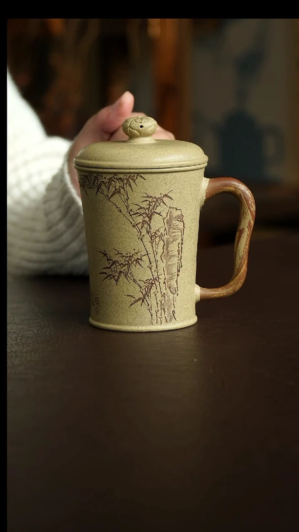 茶杯紫砂53号 李建军老师芝麻段竹石盖杯