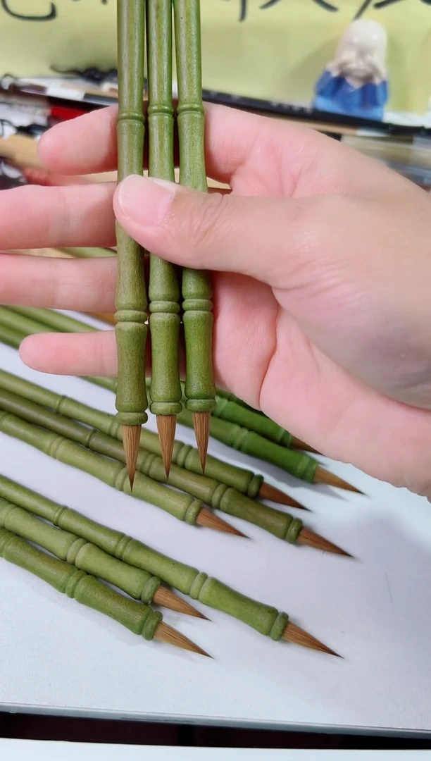 实木绿杆竹节狼毫小楷2.0（3支）