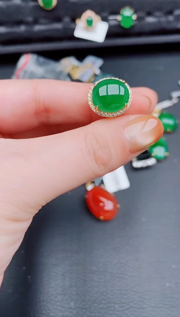 【闪购商品】翡翠戒指银S925镶嵌天然a货翡翠538