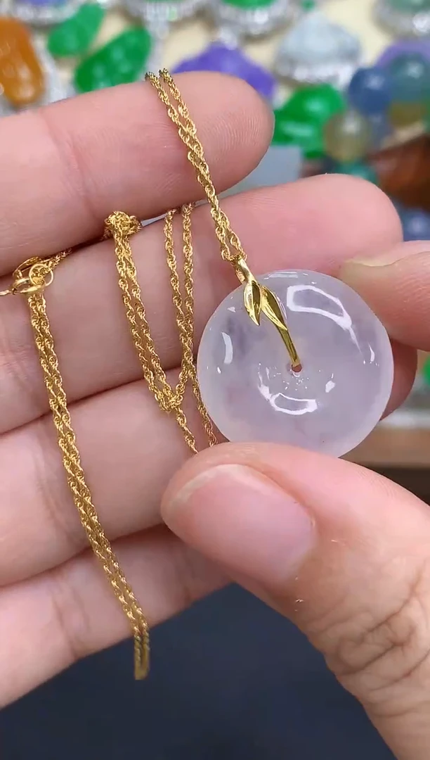 颈饰18K金镶嵌翡翠302-中国好珍宝