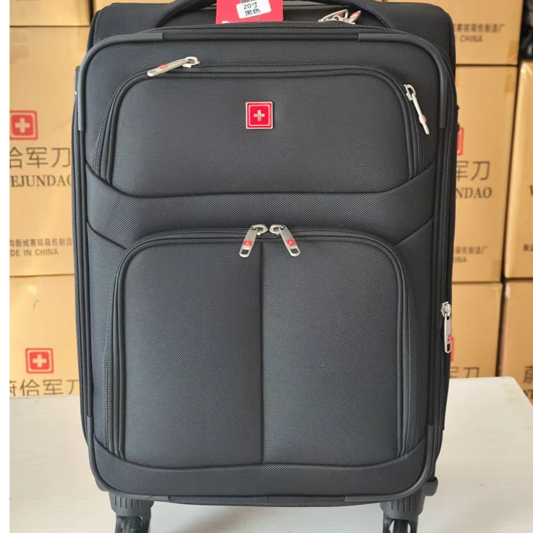 20寸黑色拉杆箱防刮耐磨旅行箱1680D牛津纺商务拉杆箱可登机