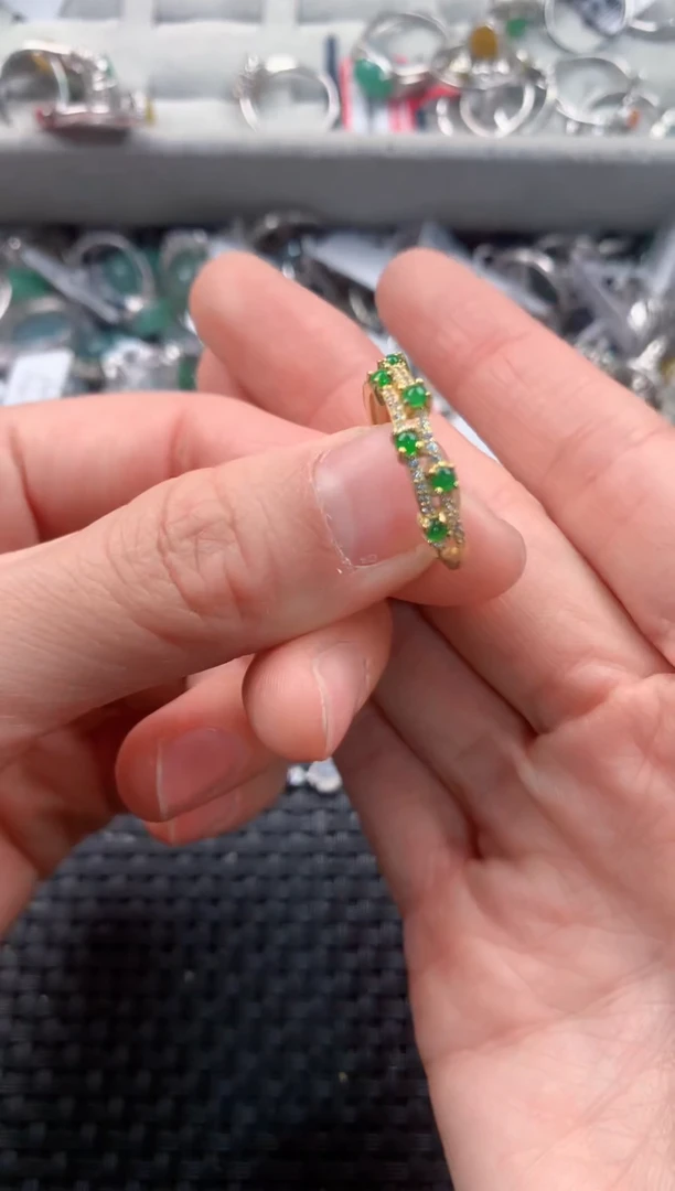 银S925镶嵌戒指翡翠222   2